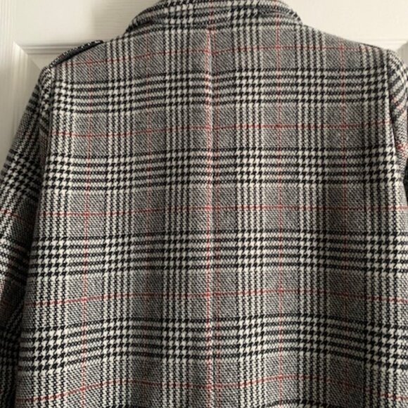 Very warm, long Prince of Wales style coat by Maje, size T1 (36) | US size 4 - Picture 2 of 5